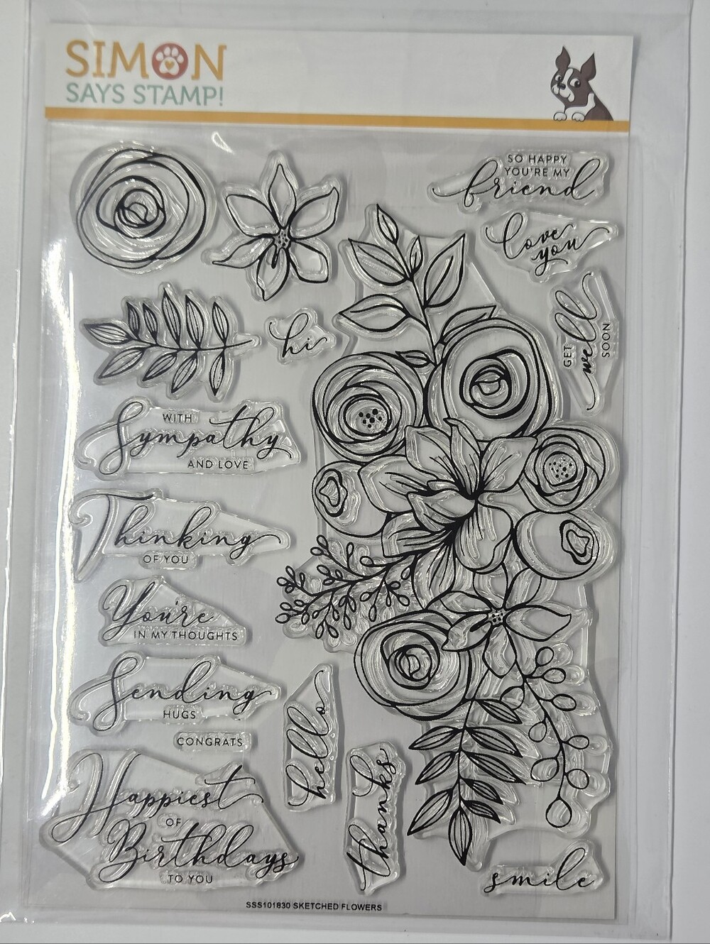 Simon Says Stamp Sketched Flowers Clear Polymer 6x8 Stamp Set sss101830